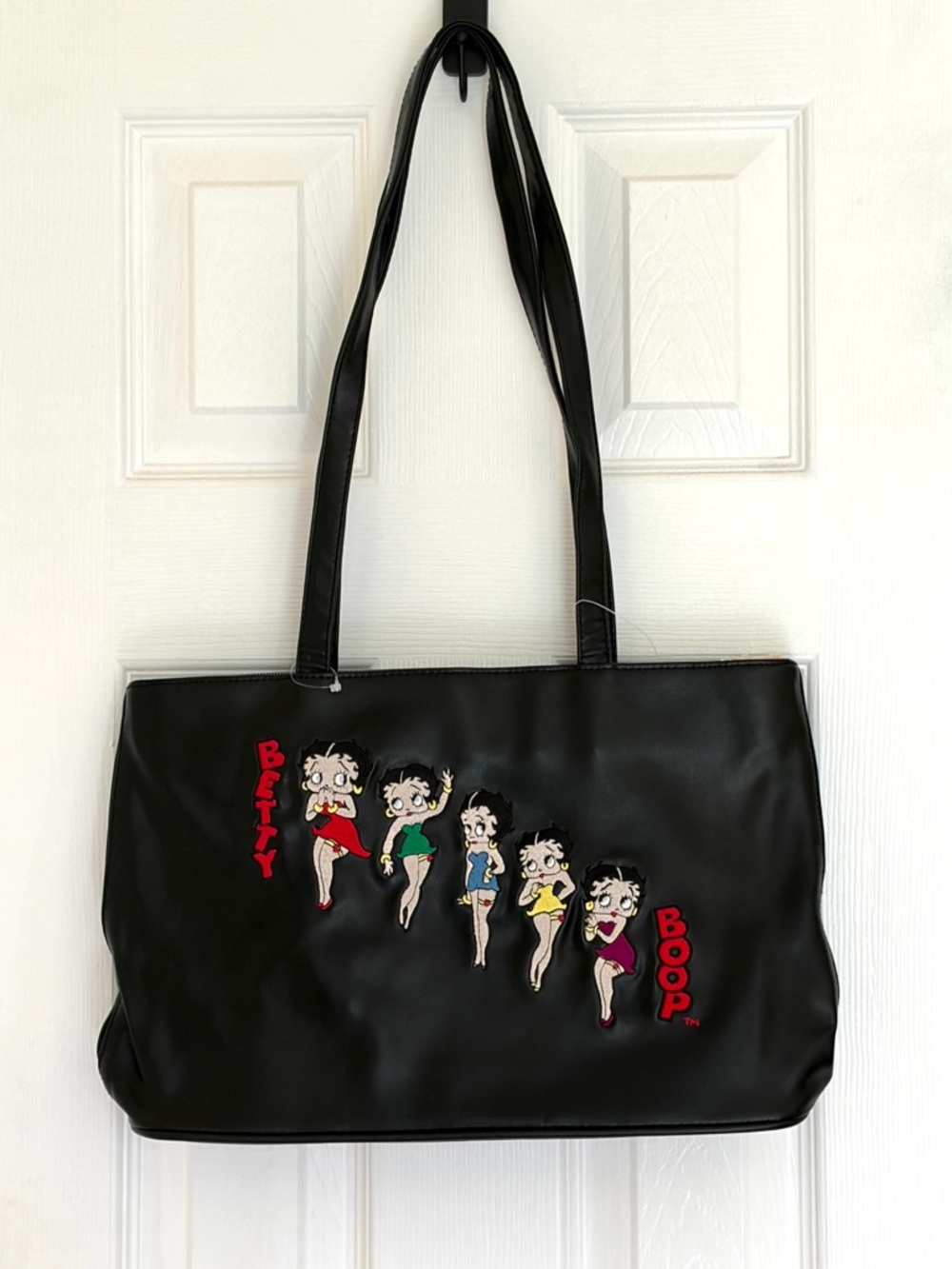 NWT Betty Boop Black Tote with Colorful Character Appliqués